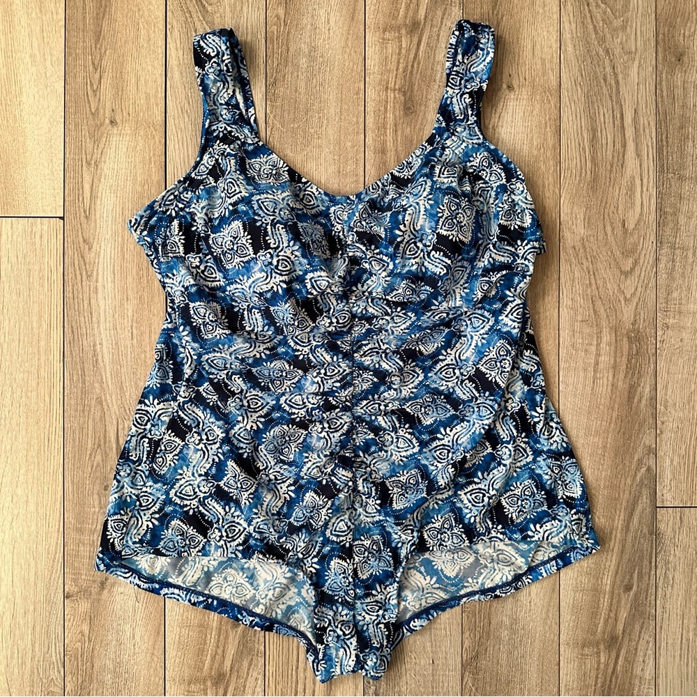 Azul Ruched Blue One Piece Bathing Suit